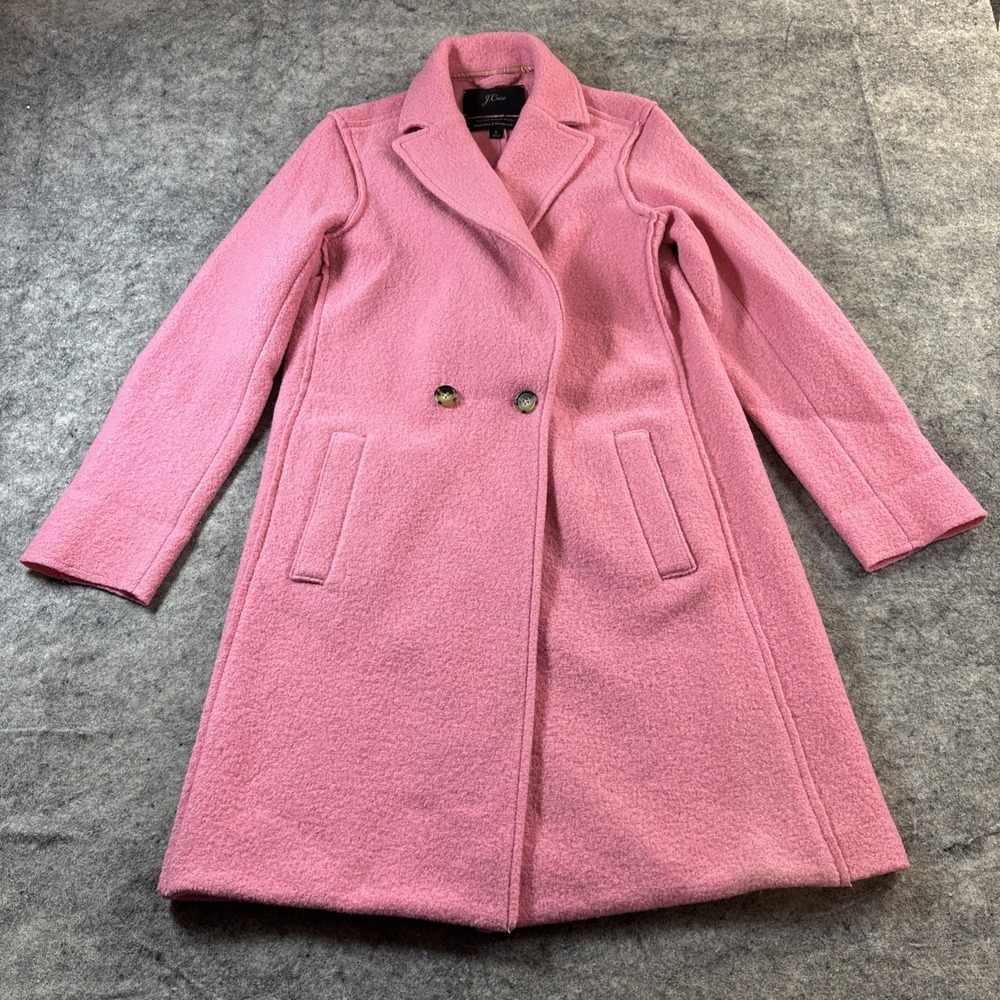 J.Crew Italian Boiled Wool Double Breasted Coat Women's 0 Pink Daphne Jacket
